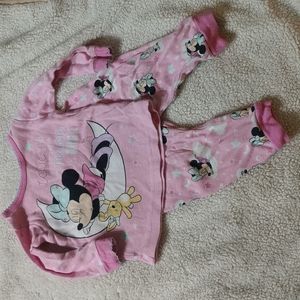 2/$15 Disney Baby Girl Minnie Mouse Pajamas Size 9 Months